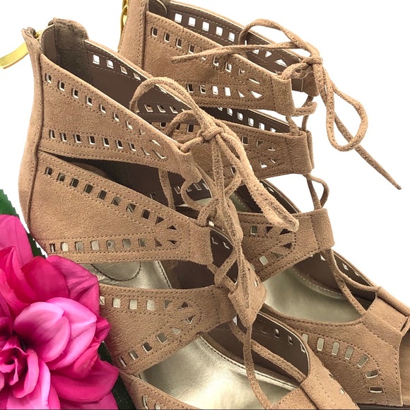 X•Appeal Camel Colored Suede Cage Heels size 10 - Picture 4 of 14